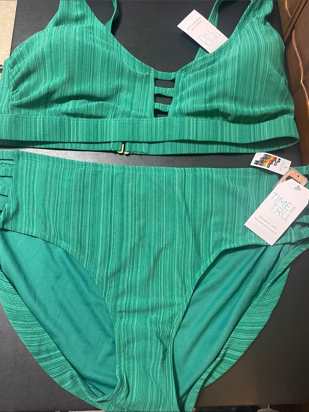 Time and Tru Emerald Ribbed Two-Piece Bikini Set Sz. 3X  NWT